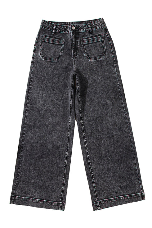 Patch Pocket Straight Leg Loose Fit Jeans